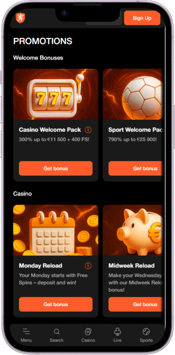 BetOranje bonuses with 5 deposit bonus cards